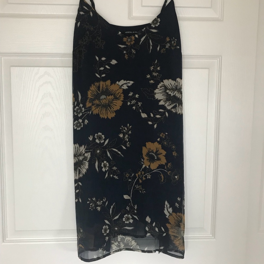 Navy floral straight dress